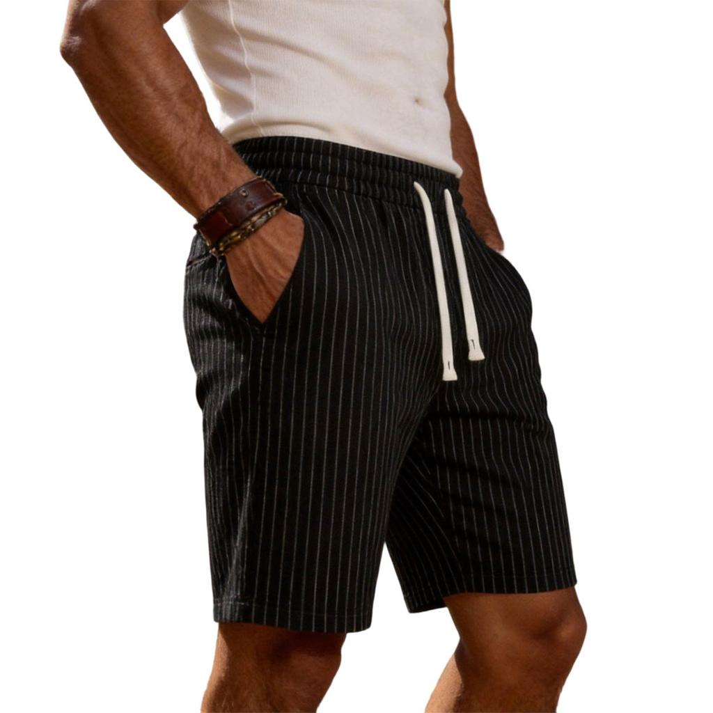 Men's Casual Summer Drawstring Shorts with Pockets Lightweight Comfortable Fit Elastic Waistband Suitable for Outdoor Activities