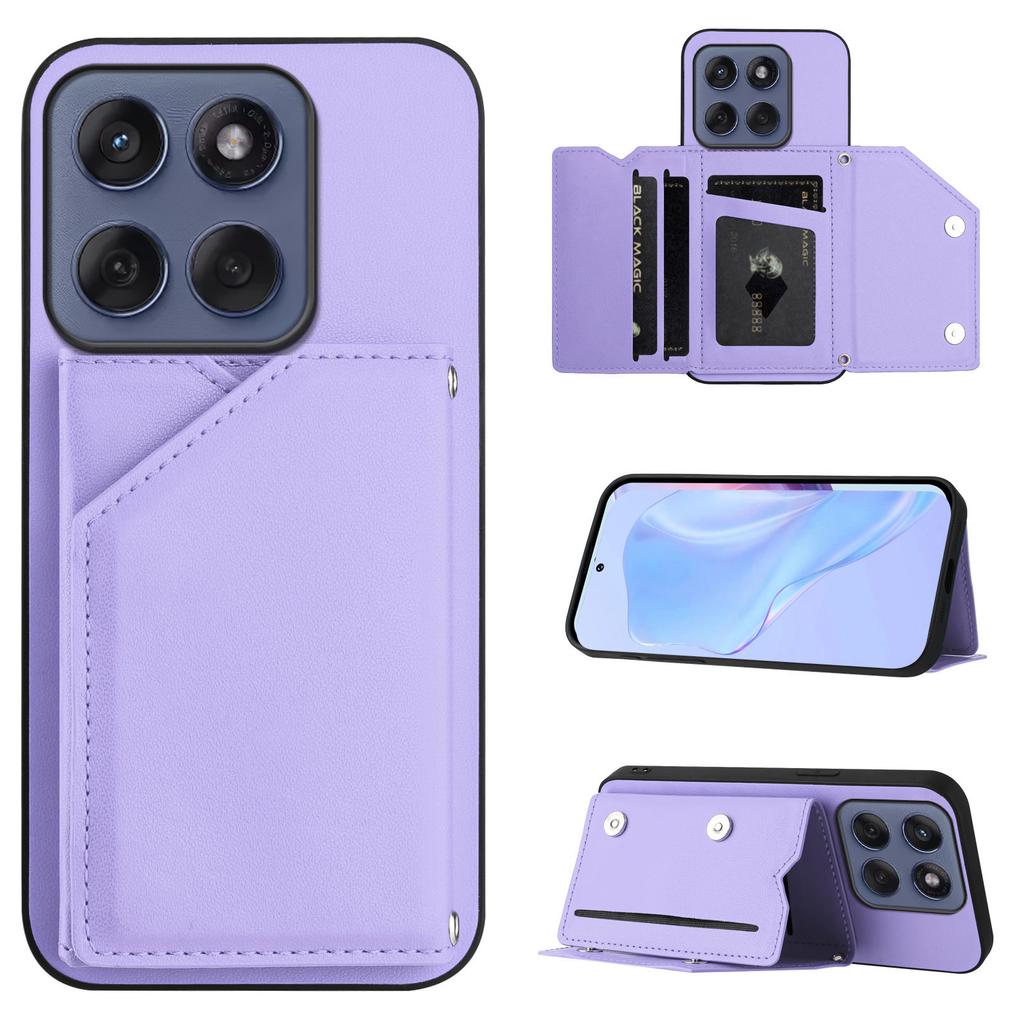For Motorola Edge 60 5G/Motorola Edge 60s 5G/Motorola Edge 60 Fusion 5G Case Card Holder Kickstand Skin-Touch Phone Cover with Wrist Strap