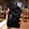 Black Gray Leopard Print Tempered Glass Phone Case For iPhone 11 12 13 14 15 16 17 Pro Max 17 Air 7 8 Plus XS X Shockproof Cover