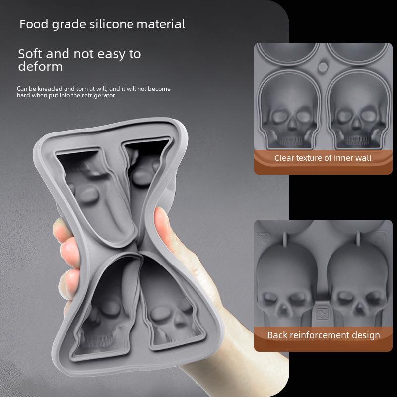 Halloween Skull Silicone Ice Tray for Whiskey & Cocktails