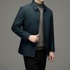 Collared Down Business Single Suitable for Senior [FJSSLHXK] Men's Jacket, Outerwear, Fold-Over Collar, Button, Men, Commuting, Autumn/Winter, Green,