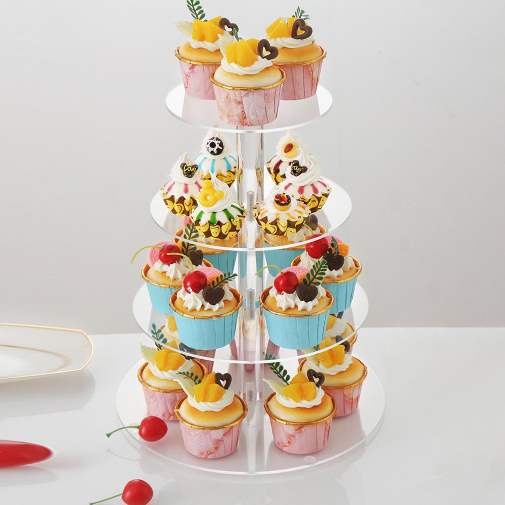 Space-saving 1 Set Helpful Clear Party Wedding Cupcake Tower Acrylic Cake Stand Round   Party Supplies