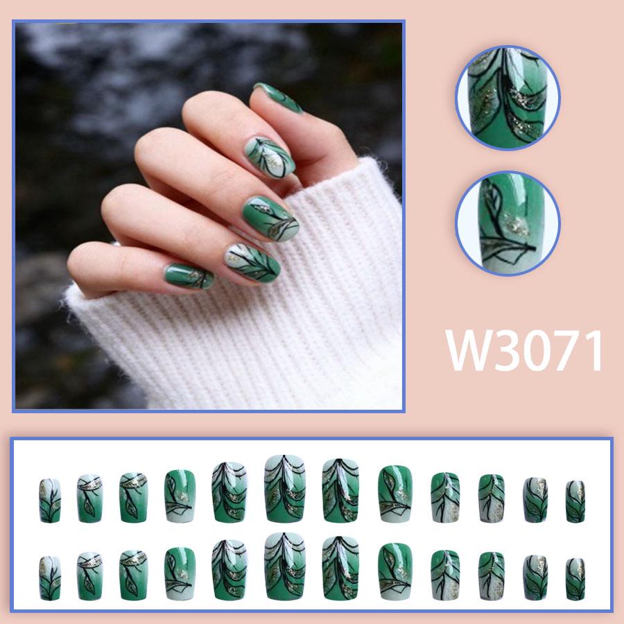 Emerald Glitter Gradient Green Wearable False Nails