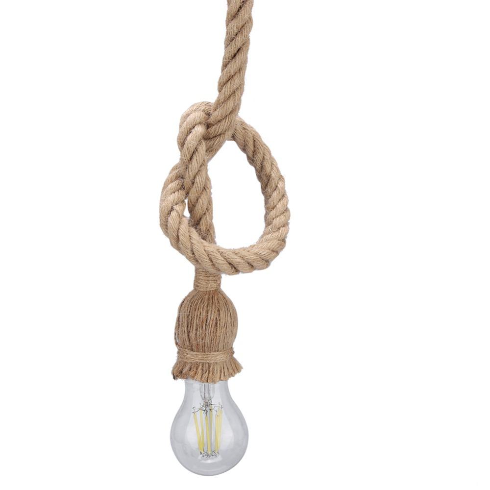 1.5m/4.92ft Pendant Light Hemp Rope Pendant Bulb Holder Retro Hanging Light  Bar