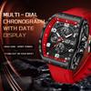 LIGE Top Brand Men's Silicone Watches Luxury Square Quartz Wristwatch Waterproof Luminous Chronograph Watch for Men Date Clock