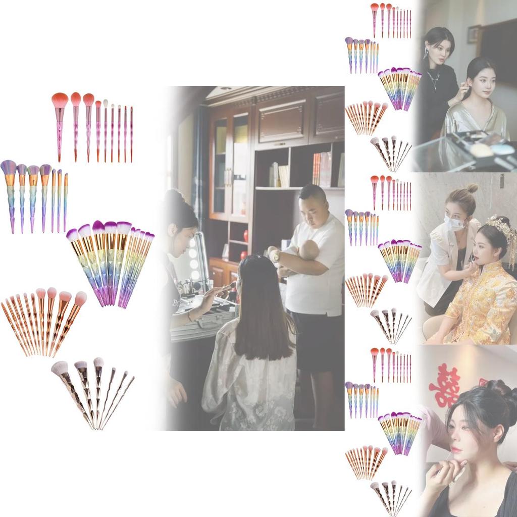 10-teiliges 3D-Verlauf Make-up Pinselset mit synthetischen Fasern für professionelle