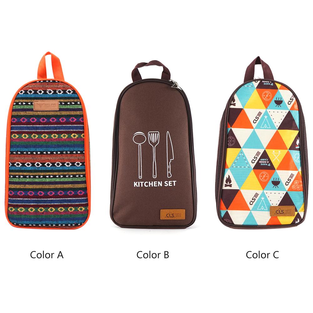 Portable Cooking Utensils Organizer Storage Bag Pouch for Outdoor Travel BBQ Camping Cookware