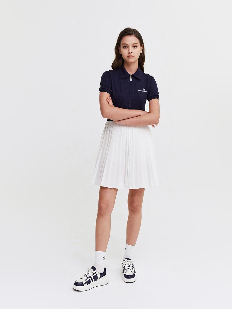 SERGIO TACCHINI W Damarind Jersey Woven Mix Full Zip Short Sleeve Dress (Navy)