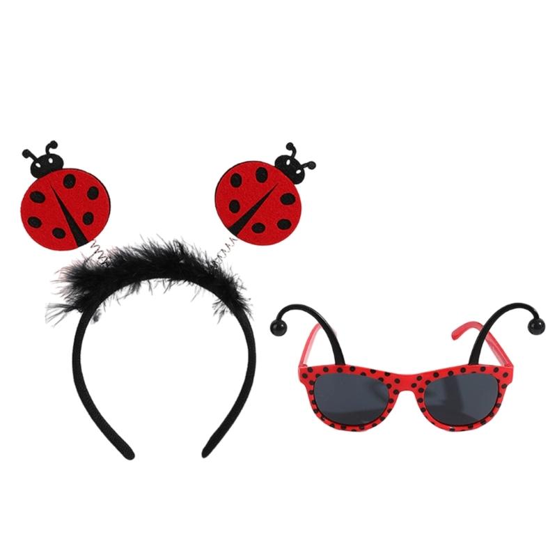Lady Bugs Costume Accessories,Lady Bugs Costume Lady Bugs Glasses Lady Bugs Headband Fairys Wand for Halloween Dress up Cosplay
