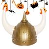 Medieval Hat Vintage Rustic Cosplay Adult Golden Medieval Viking Helmet With Horn Barbarians Halloween Costume Props