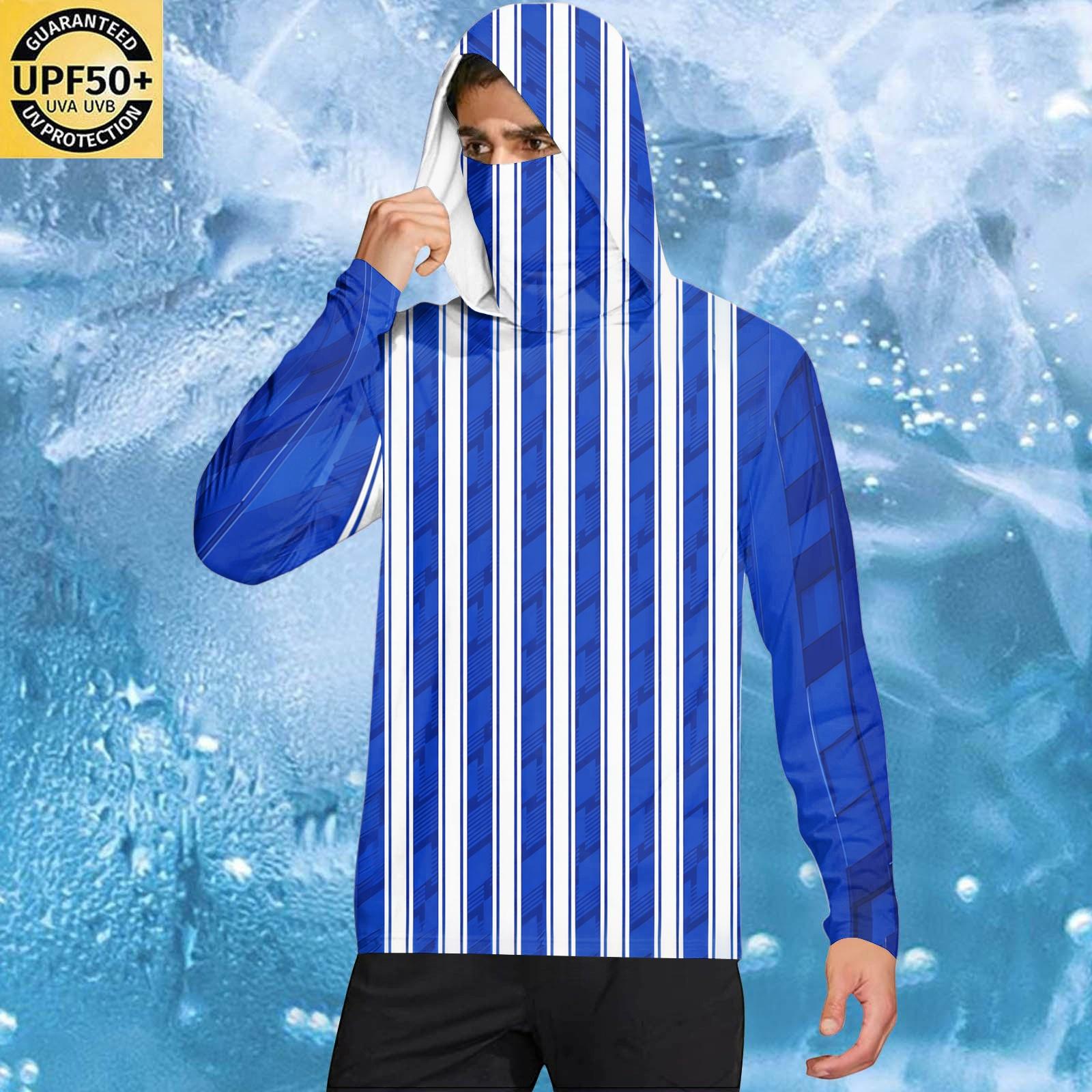 

Men s Casual Geometric Print Hooded Long Sleeve Sun Protection Shirt Lightweight Breathable Outdoor Sports Top for Daily Wear XL