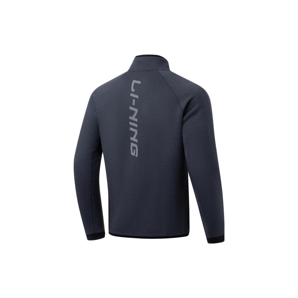 Li Ning Basketball Series Logo Letter Zipper Warm Hoodie Men hoodies Cold-Sand-Black AWDT097-1