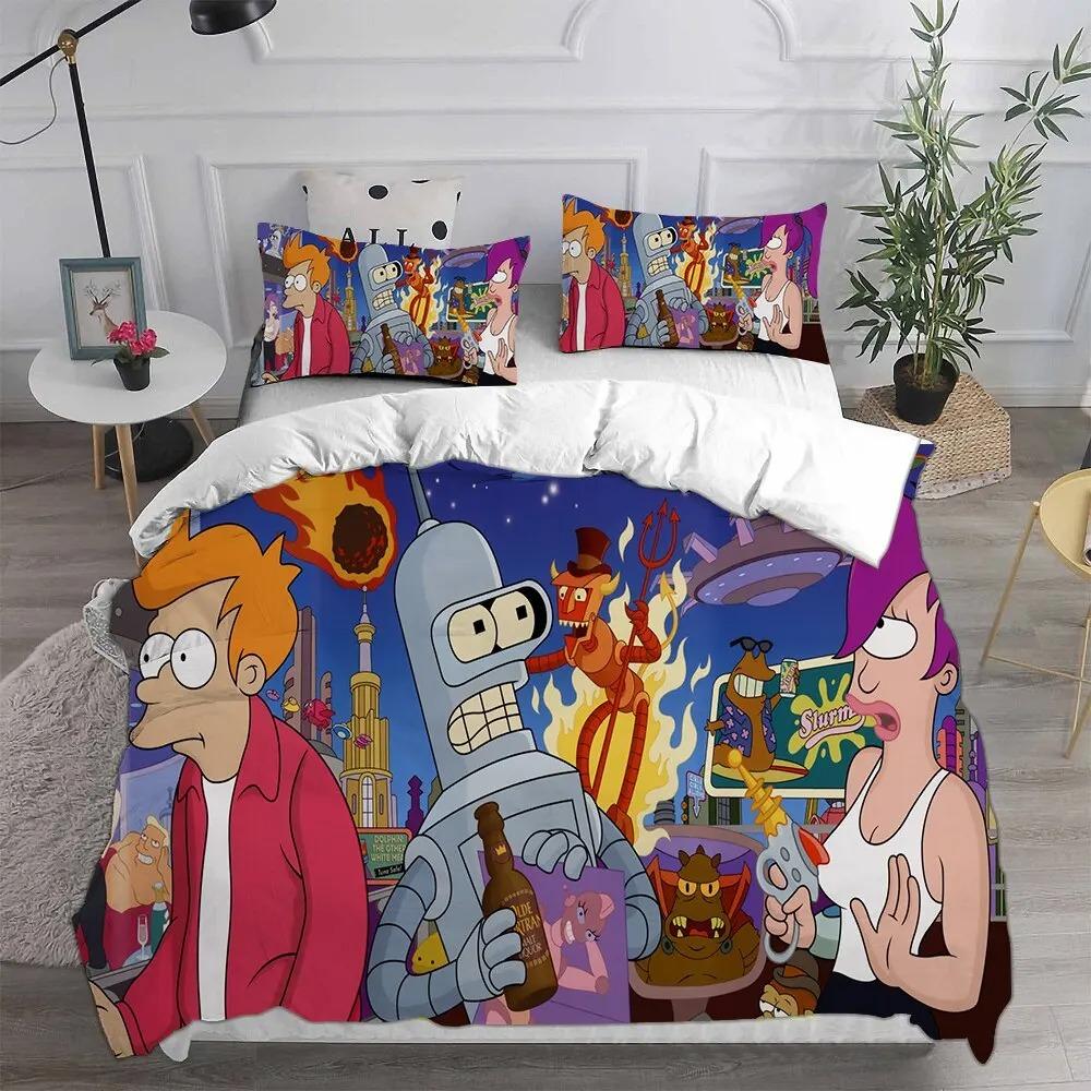 3D Cartoon Futuramas Bender Bedding Set Boys Girls Twin Queen Size Duvet Cover Pillowcase Bed Kids Adult Fashion Home Textiles