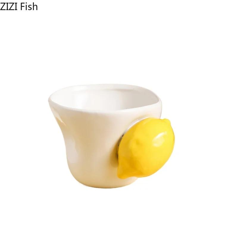 Fun Strawberry/Lemon Handle Mug Ceramic Cups Dining Table Coffee Mugs Afternoon Tea Teacup Water Cup Fruits Juice Container