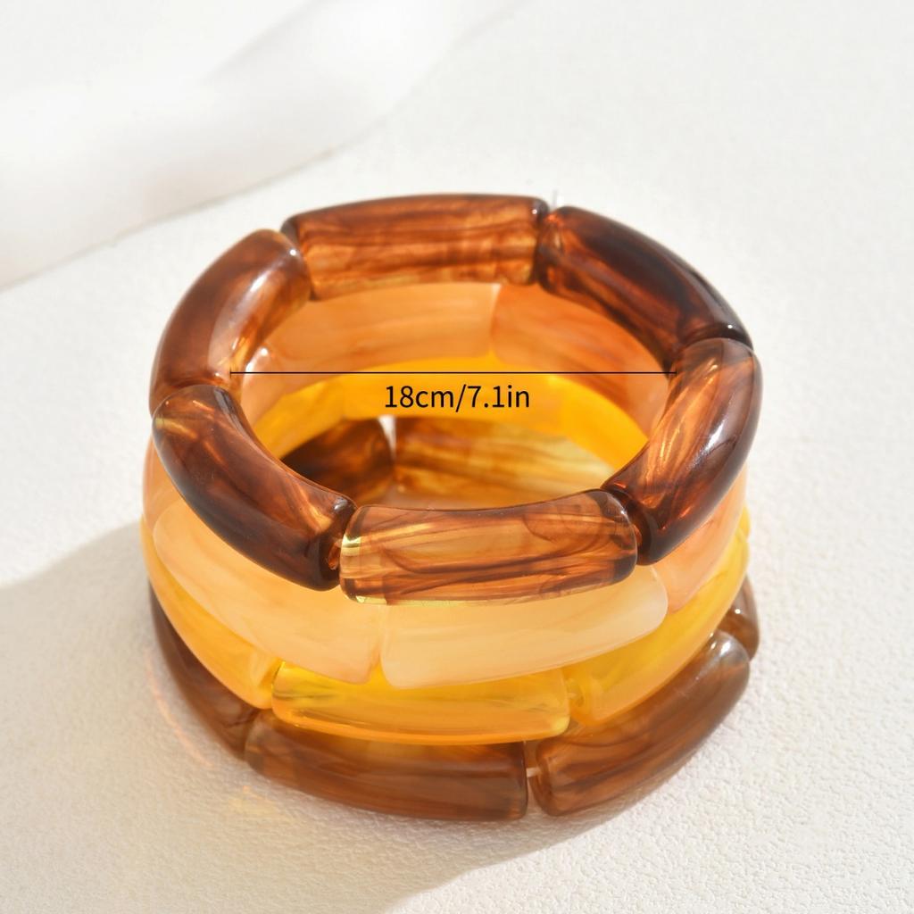 Geometric Fashion Bracelet Set for Women Personalized Resin Acrylic Multi Layer Design High Grade Transparent Bracelet