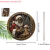 Schwarzer Weihnachtsmann Holzweihnachtsschild - Navidad Rundes Schild für Hof, Tür, Wandbehangdeko - Ideale Weihnachtsdekoration