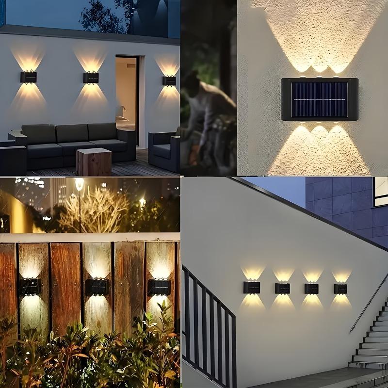 Solar Up Down Double Headed High Brightness Wall Light Outdoor Waterproof Garden Fence Door Sign Decorative Wall Washer Lighting