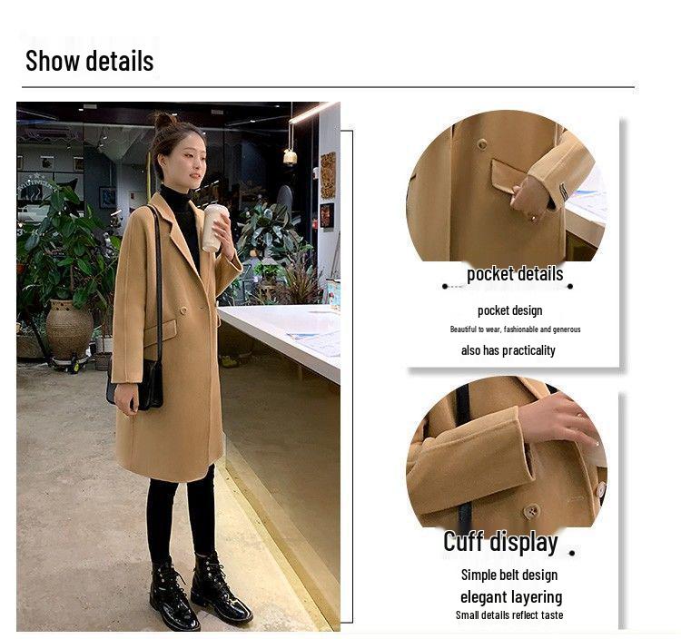 2023 Women's Trendy Korean-style Loose Camel Wool Coat for Autumn/Winter