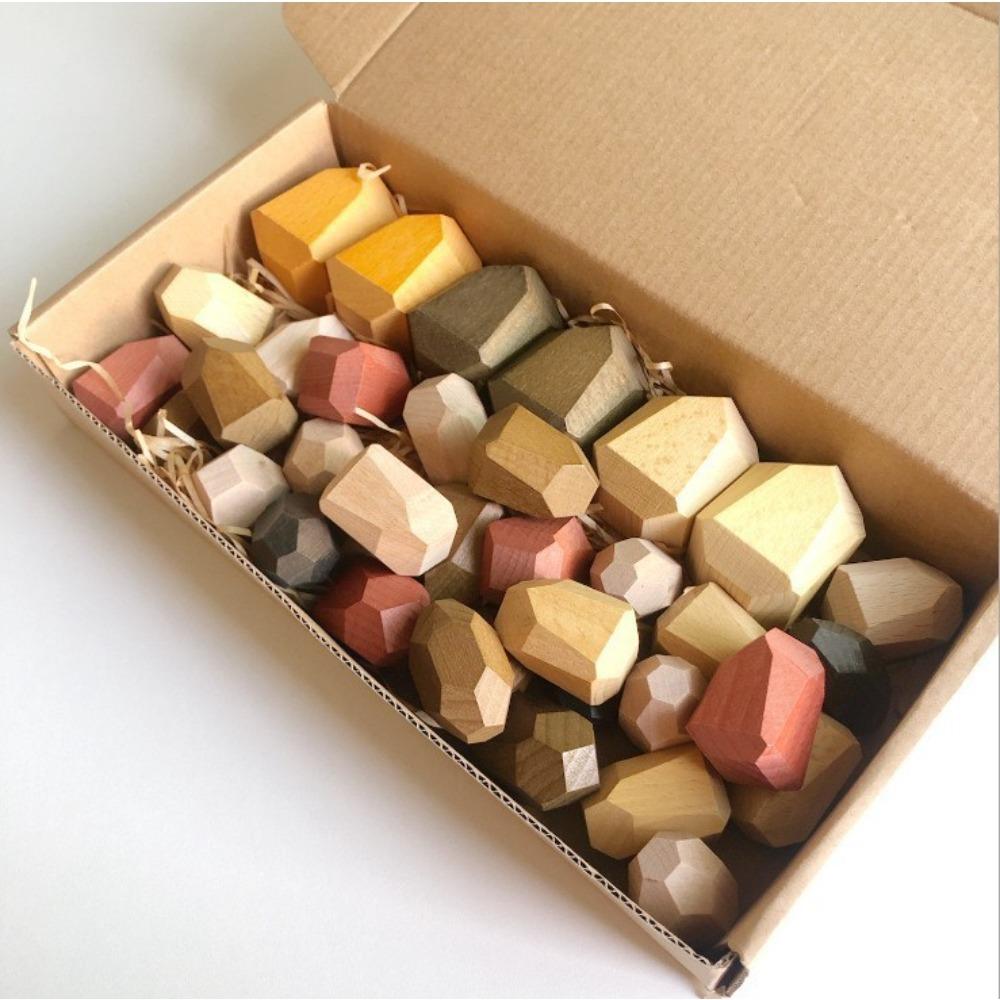 Wooden children's Nordic ins wind colored stone stacking music boys and girls indoor ornaments early education educational toys