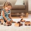 Giocattoli in Legno Legno di Faggio Blocchi Auto Escavatore Cartone Animato Giocattoli Educativi Montessori Ambulanza per Bambini Auto della Polizia Regalo di Compleanno