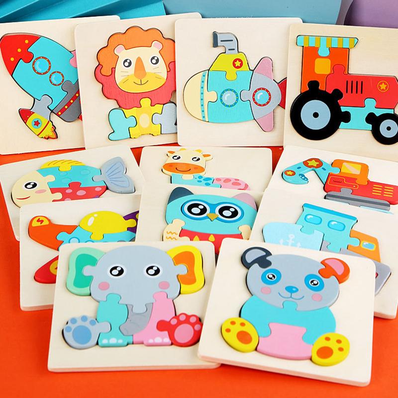 Wooden Kid Toy Cartoon 3D Children Puzzle Toys Intelligence Kids Jigsaw Toy Montessori Educational Learning Toys