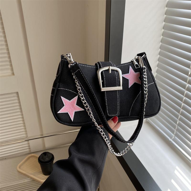 Canvas Star Fashion Chain Crossbody Bag For Street Style Girls