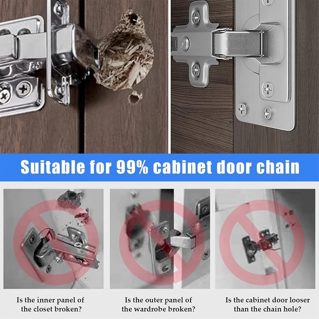 8PCS Hidden Door Hinges For Cabinet Door Installation Kitchen Cabinet Door Fixing Plate Furniture Hardware