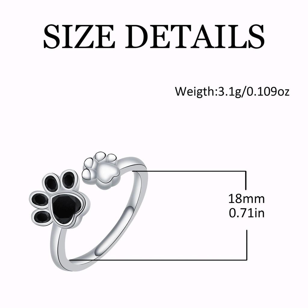 Cute Kitten Paw Adjustable Open Ring for Women - Creative Cat Jewelry