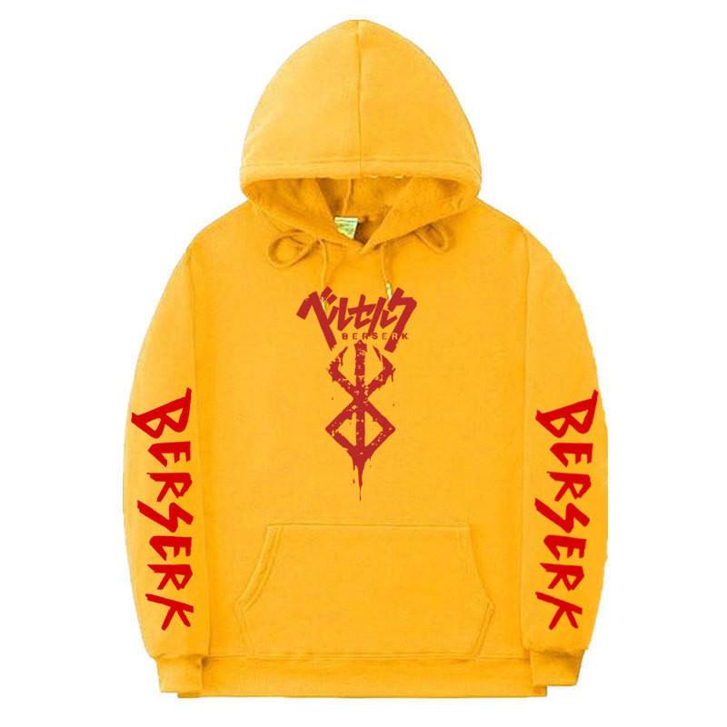 Mens Hooded Fleece Sweatshirt Inspired By Berserk Anime Streetwear Casual Oversized Pullover