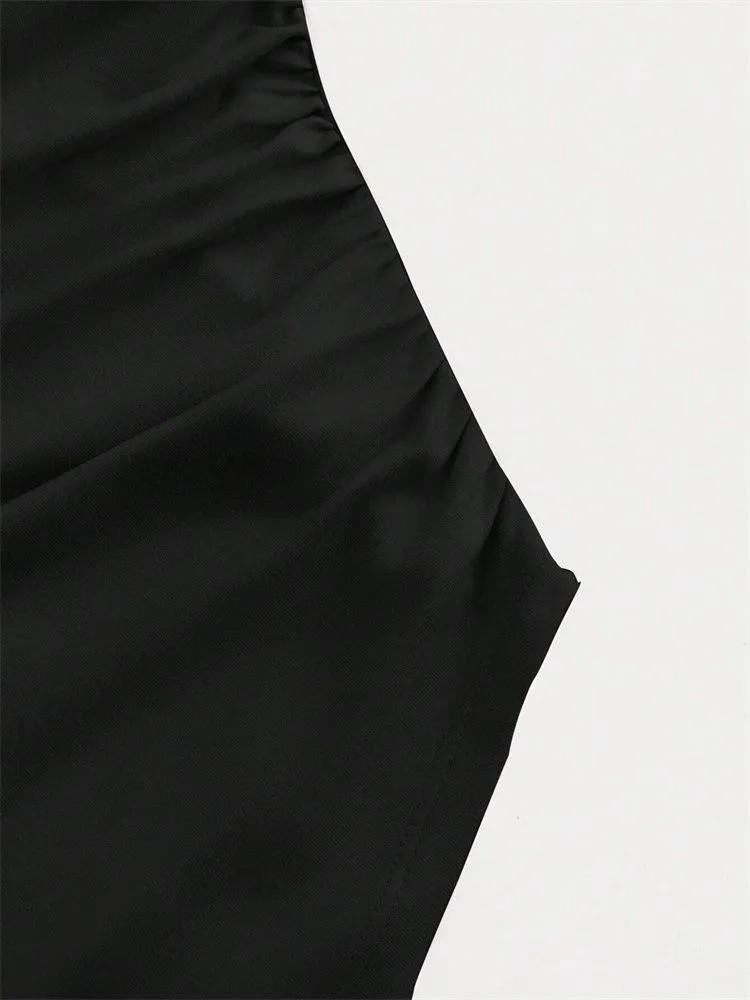 Crop Top Phumee  O-neck Pleated  Flared Sleeves A2314