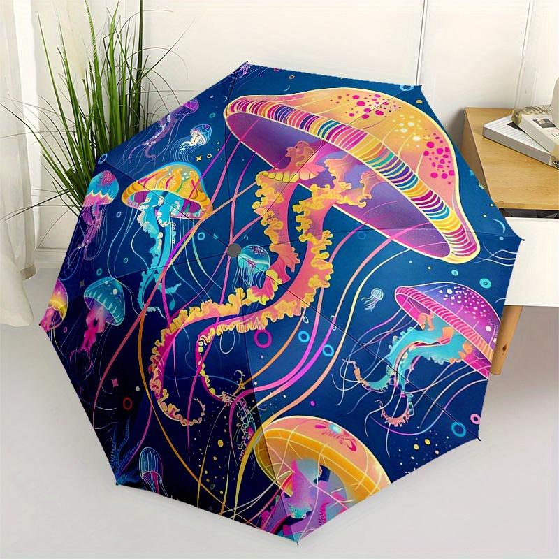 

1pc Colorful Jellyfish Ocean Scene Umbrella with Plastic Handle,Suitable for All Seasons Home Travel Outdoor UmbrellaB1891