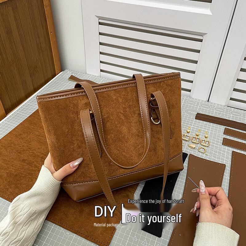 DIY Handmade Large Capacity Retro Commuting Tote Bag for Women No Pendant