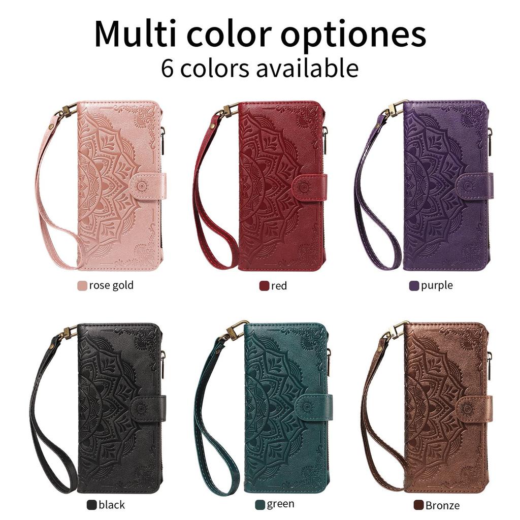 Portfel z wytłaczanej skóry Mandala Etui z klapką Do Samsung Galaxy A57 A37 A56 A36 A26 A55 A35 A54 A34 A25 A24 A23 4G 5G