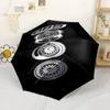 Bbs Wheel Design Portable Automatic Umbrella Compact 8-Rib Design Durable Plastic & Iron All-Season Travel Fashionable Accessory Gift for Festivals