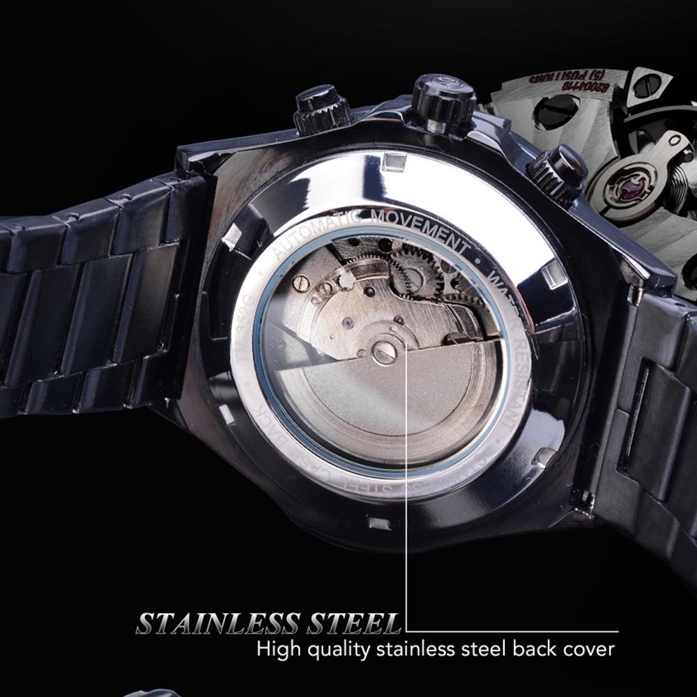 Forsining Three Dial Calendar Display Men Automatic Wrist Watch Luxury Military Sport Male Clock