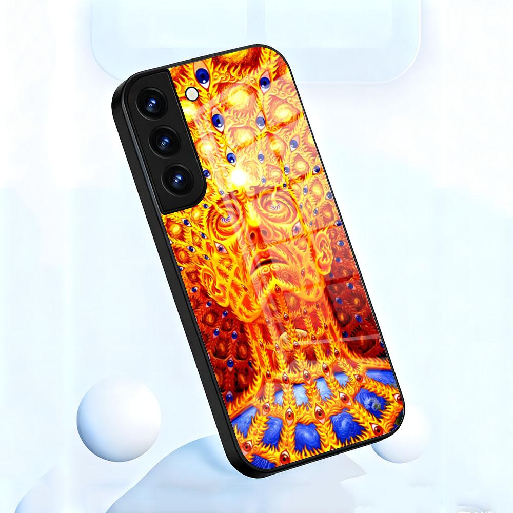 Alex Grey Trippy Phone Case For Samsung S26 S25 S24 FE S23 S22 S21 Plus S20 Ultra Note20Ultra Black Glass Cover