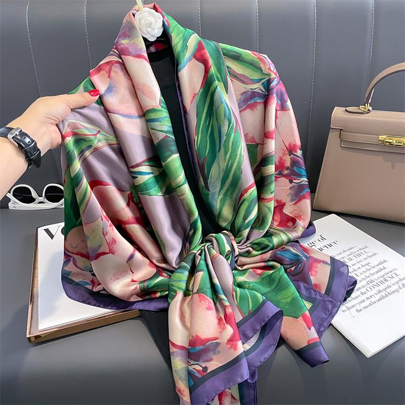 Modny nadruk Duży szal szalik dla kobiet Luksusowy projekt Pashmina Wrap Hidżab Foulard Kobiece plażowe szale Bandana Opaska na głowę Echarpe