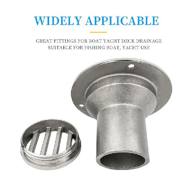 38MM 316 Stainless Steel Floor Deck Cockpit Drain Boats Removable Cover Straight Drain Marine Hardware Boat Accessories