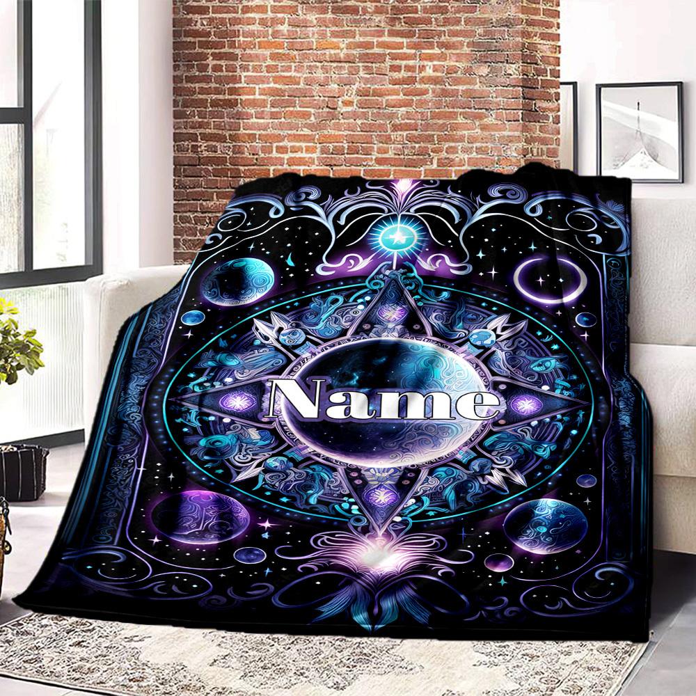 Home Customize Your Name Blankets Celestial Mandala Design Soft Comfortable Lightweight All Season Blanket For Picnics Couches Offices Beds Living