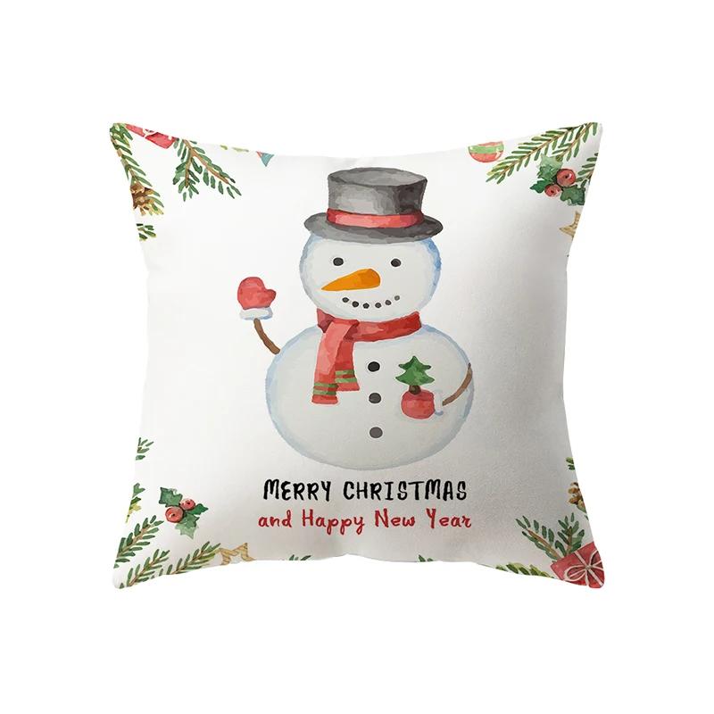 Merry Christmas Santa Claus Decorative Printed Pattern Cushion Cover Home Living Room Sofa Pillow