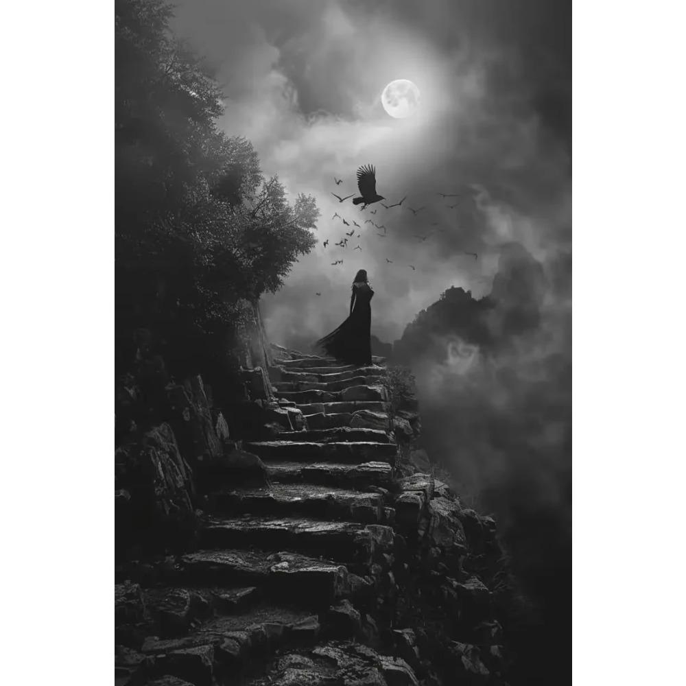 Dark Academia Art The Witch Demon Poster Prints For Living Room Home Decor Magic World Gothic Crow Canvas Painting Wall Art G