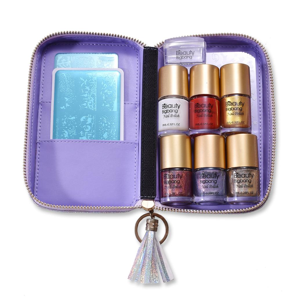 BEAUTYBIGBANG Stamping Plate Storage Bag Cases Multi-function Thicken Traveller Nail art Stamp Bag Organizer Removable Pockets