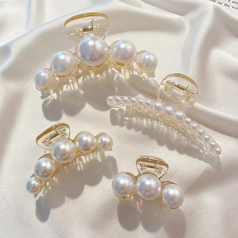 

Big Pearl Hair Claw For Women Ladies Makeup Hair Barrettes Hair Accessories Korean Cross Crab Hair Clip Fashion Girl Headwear