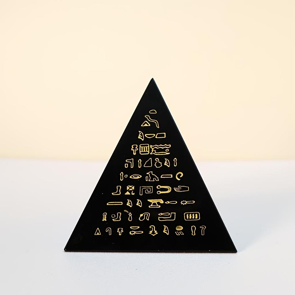 Ornement Pyramide en Cristal Hiéroglyphes Égyptiens Anciens Décor Inspiré de la Culture Historique pour Collection Cadeau Ornement de Maison en Verre