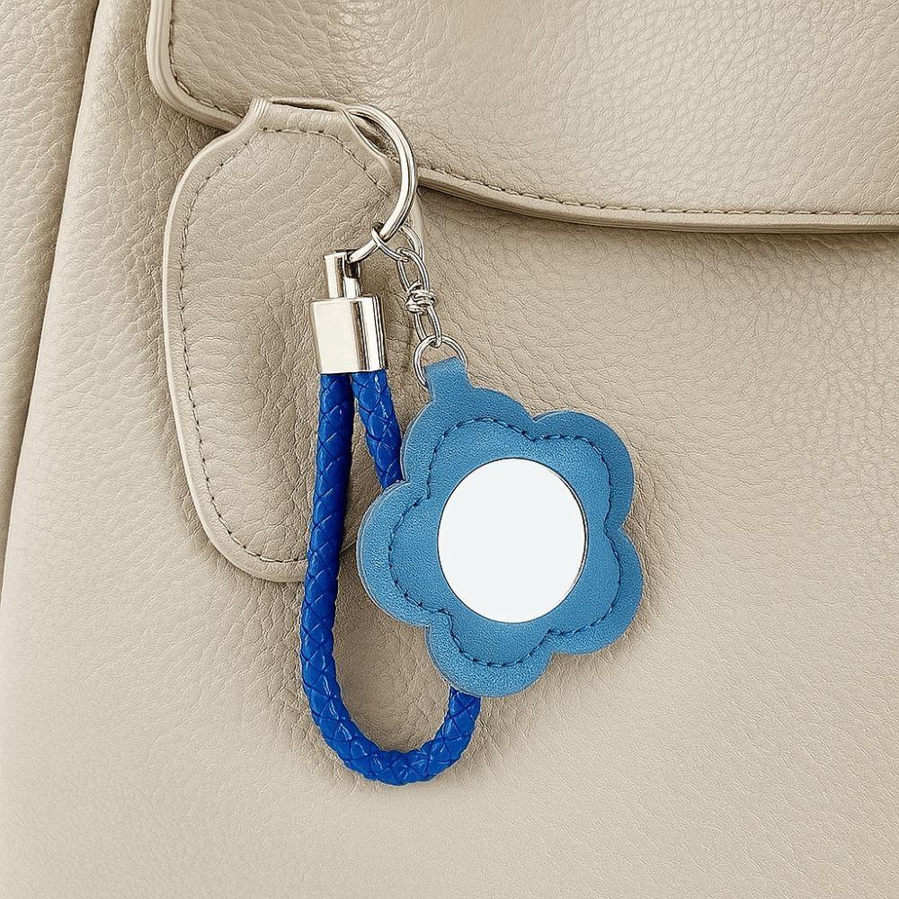 3Pcs PU Floral Keychain Mini Mirror Keychain Makeup Bag Pendant  for Women Bags