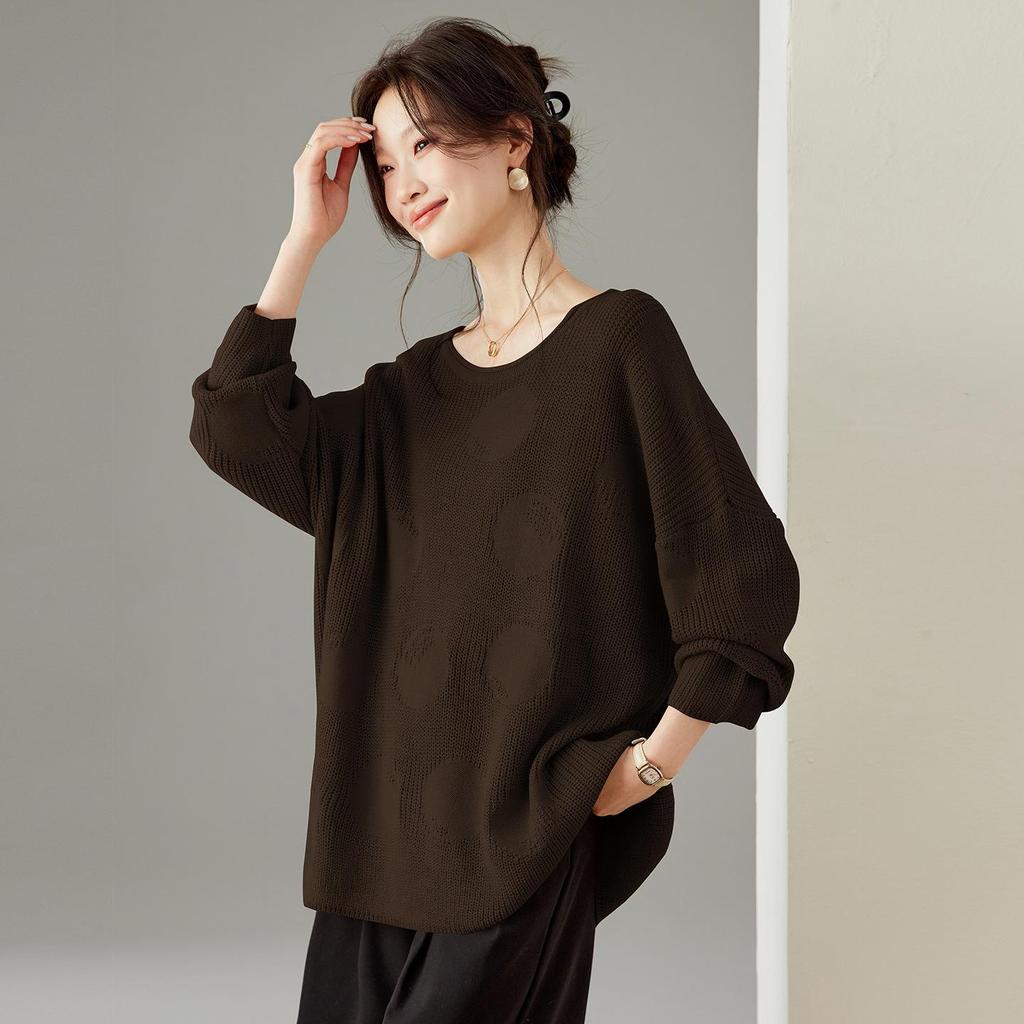 2025 Herbst/Winter Damen Übergröße Rundhals Lockerer Pullover: Stilvolle & Kuschelige Langarm-Strickwaren
