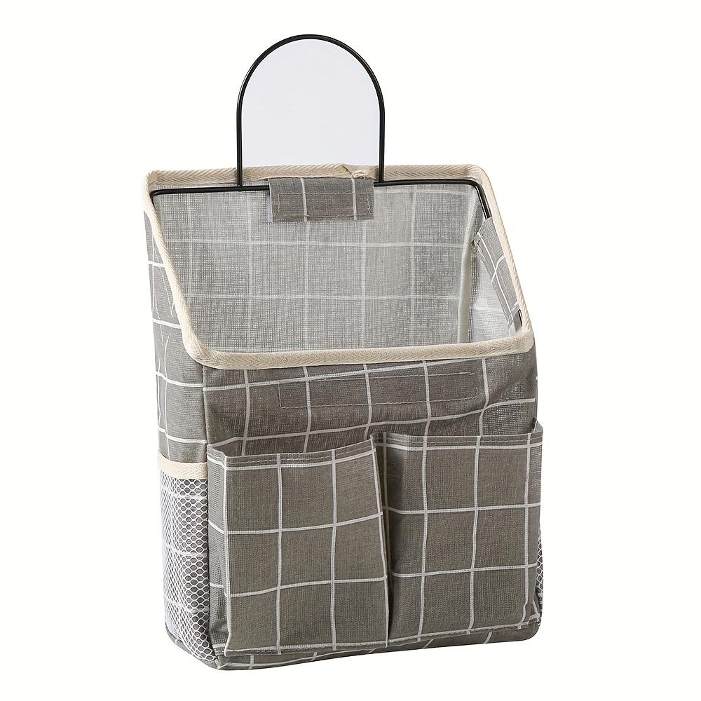 1pc Cute Wall-Mounted Storage Bag - No-Drill Fabric Organizer with Multiple Compartments, Beige & Black Design for Dorms, Homes, or Offices