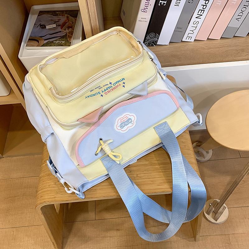 School bag cute dopamine messenger junior high school student girl high value handbag carrying book large capacity make-up class girl