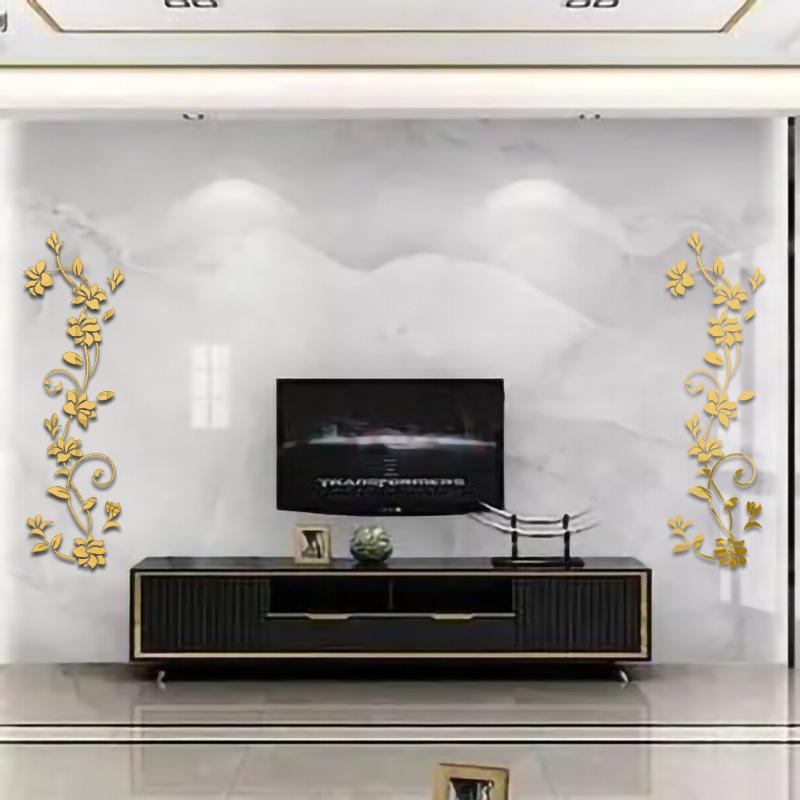 Acrylic Rose Mirror Wall Sticker for Living Room and Bedroom