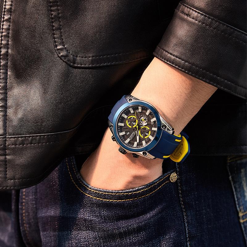 Men'S Watch, Multifunctional Timing Sports Silicone Men'S Quartz Sports Watch 2144